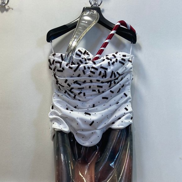 SS22 RUNWAY $5880 MOSCHINO COUTURE Jeremy Scott Milkshake Straw Asymmetric Dress - Picture 4 of 16